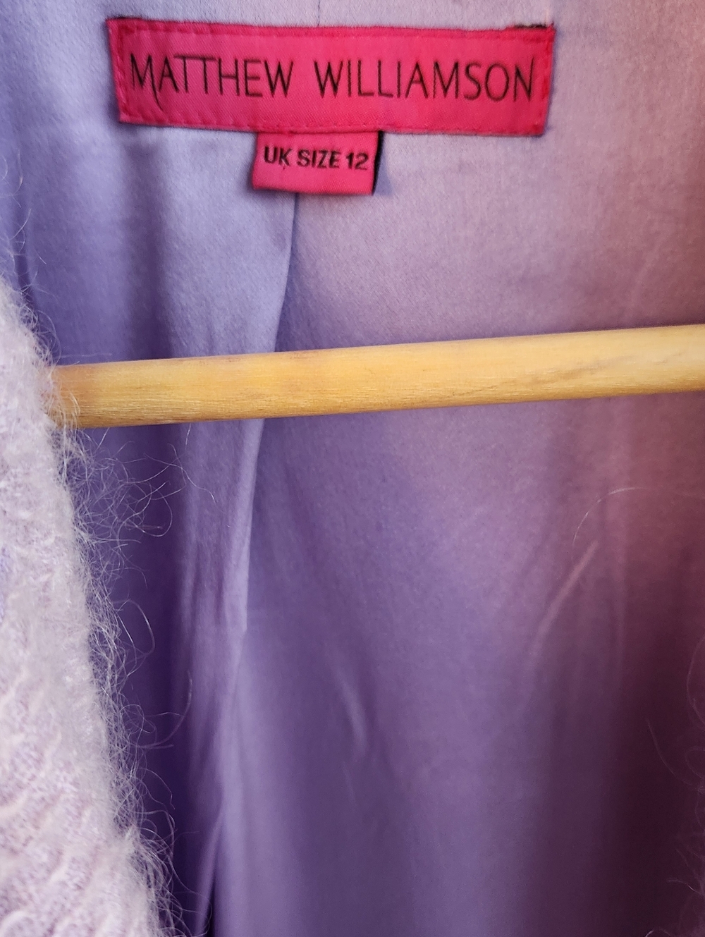Matthew Williamson Soft Lilac Long Wool-Blend Trench Coat - Picture 6 of 7